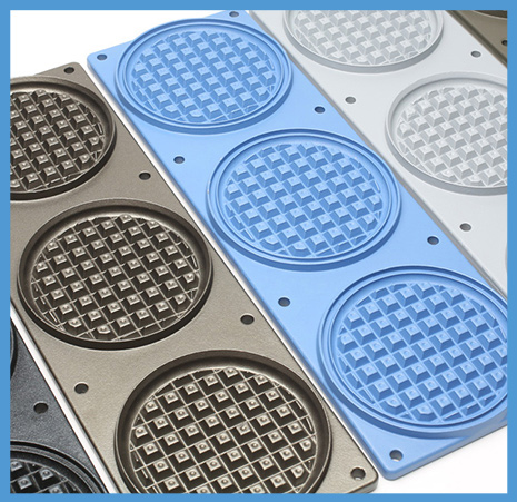Waffle-making plates coated with Lectrofluor.